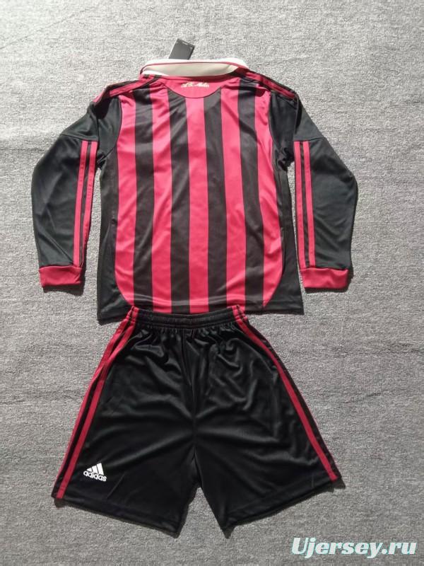 Retro 09/10 Kids AC Milan Home Long Sleeve Jersey