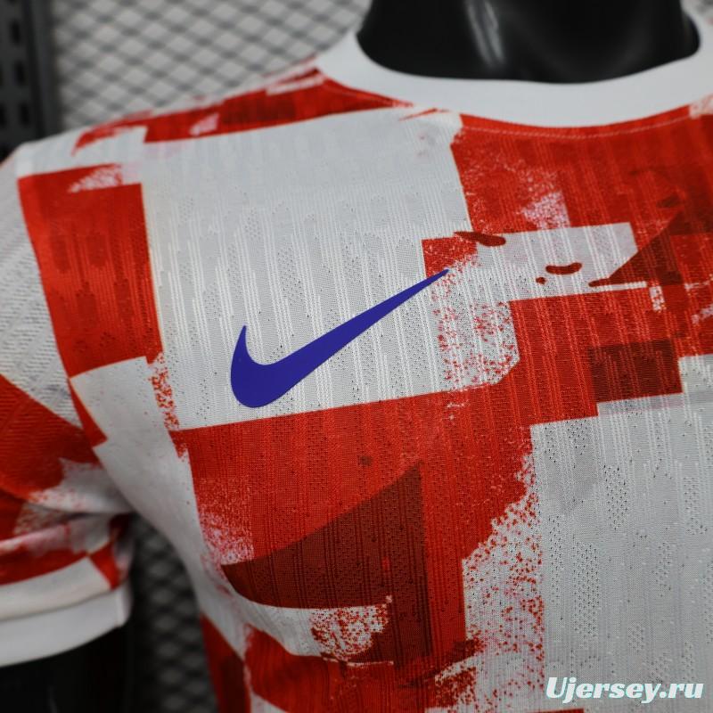 Player Version 2026 Croatia Home Red White with Checkerboard Pattern Jersey