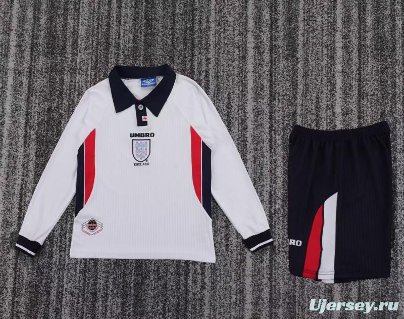 Retro Kids 1998 England Home Long Sleeve Jersey