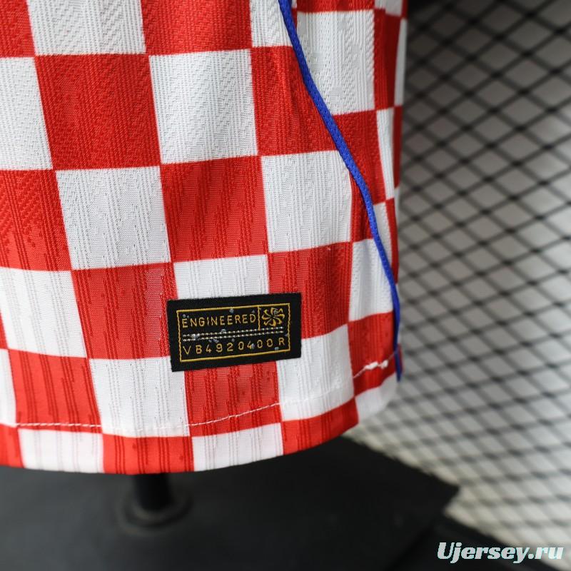 Player Version 2026 Croatia Home White & Red with Gradient Checkerboard Pattern Jersey