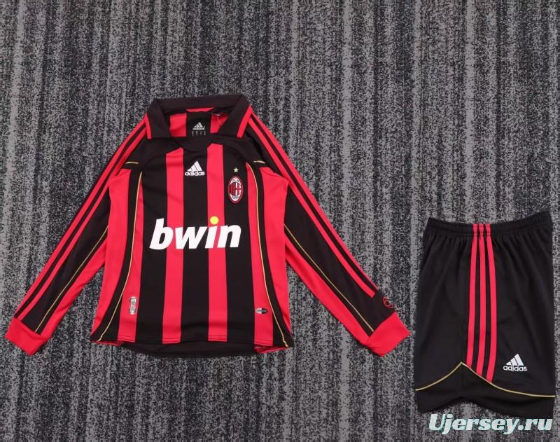Retro Kids 06/07 AC Milan Home Long Sleeve Jersey