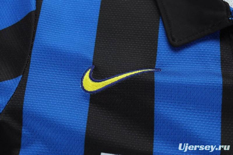 Retro 98/99 Kids  Inter Milan Blue & Black Stripe Home Jersey