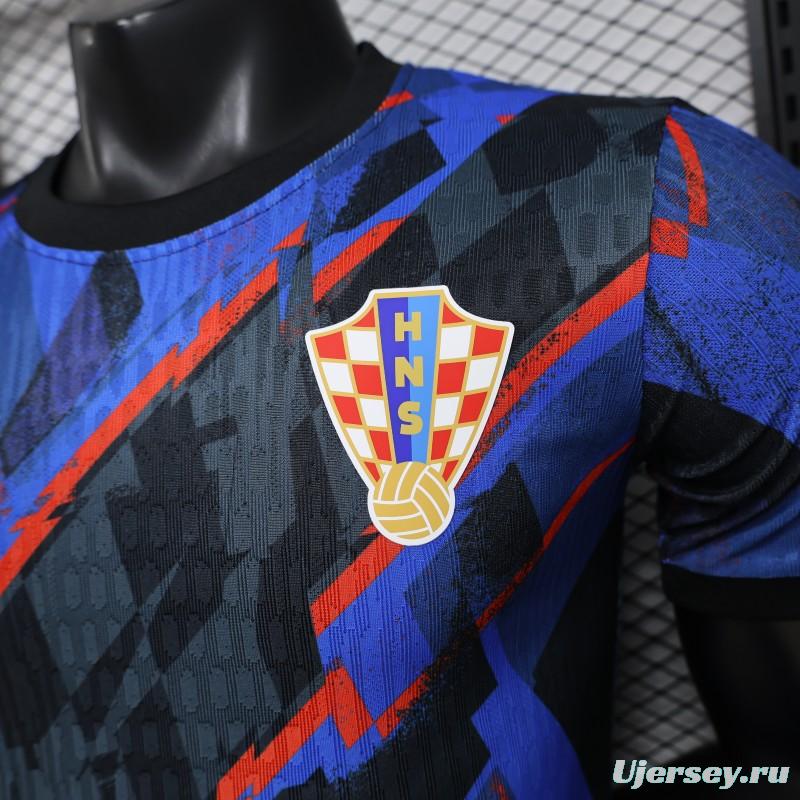 Player Version 2026 Croatia Third Special Edition Blue with Abstract Geometric Brushstroke Pattern Jersey