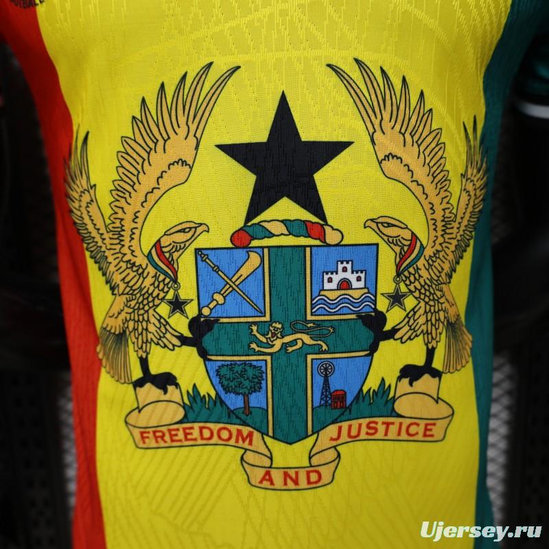 Player Version 2026 Ghana Special Edition Yellow Red Green with National Coat of Arms & Flag Jersey