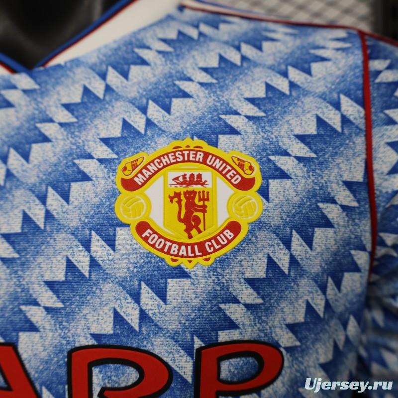 Player Version 26/27  Manchester United Away Blue Vintage Remake   Jersey