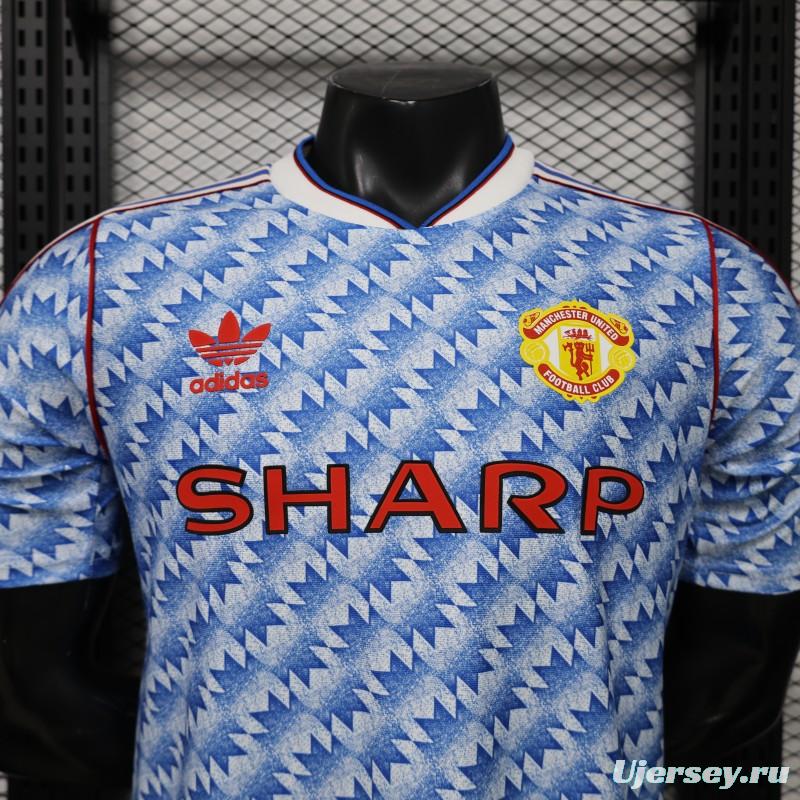 Player Version 26/27  Manchester United Away Blue Vintage Remake   Jersey
