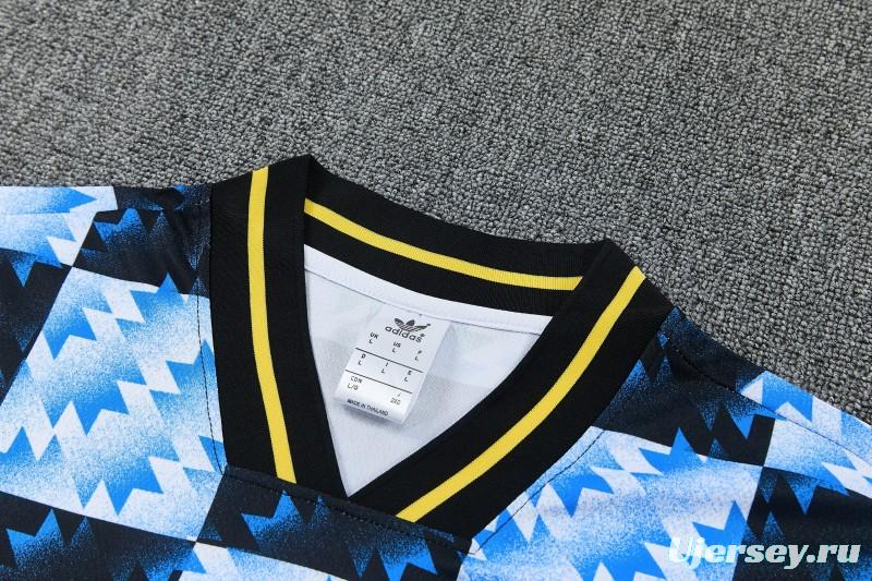 26/27 Manchester United Blue & Black Checkerboard Short Sleeve Tracksuit + Long Pants