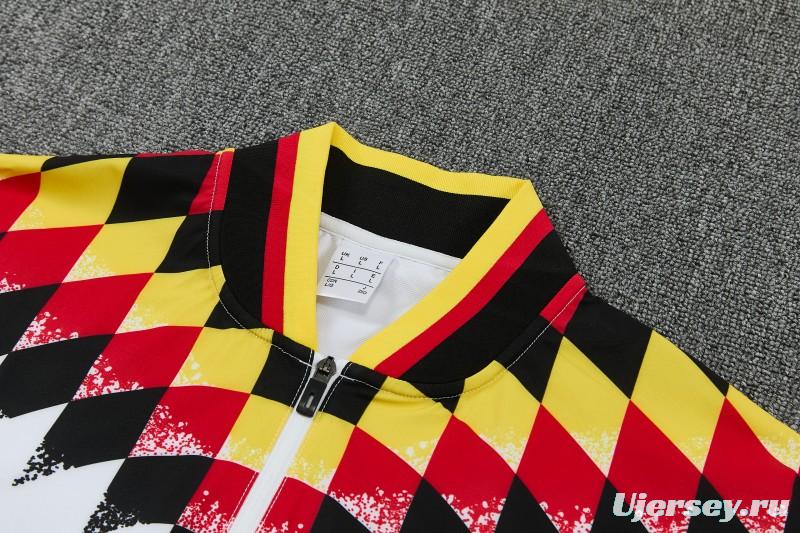 2026 Germany  White  Full Zipper Jacket Tracksuit + Black Long Pants