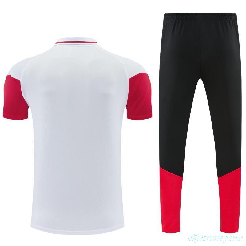 2026 German White & Black Half-Zip Polo Short Sleeve Tracksuit + Long Pants