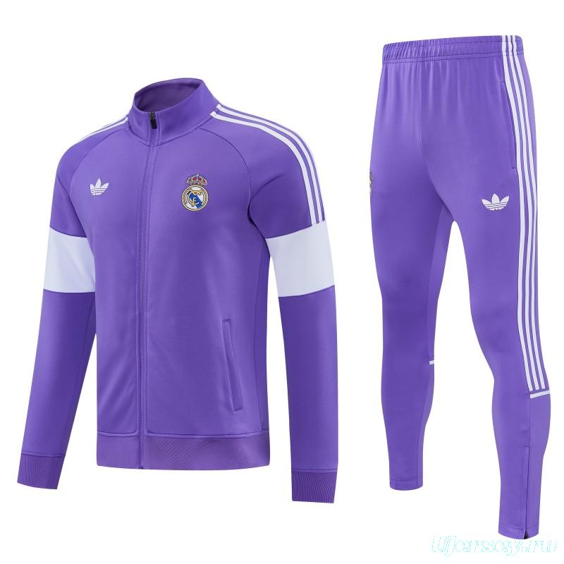 26/27 Real Madrid  Purple Full Zipper Jacket Tracksuit + Long Pants