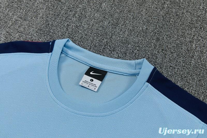 2026 England Sky Blue Short Sleeve + Navy Blue Soccer Shorts