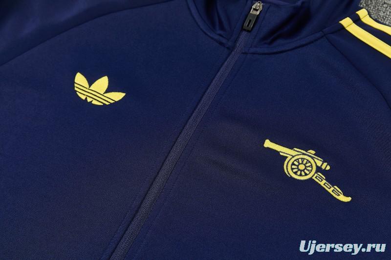 26/27 Arsenal Navy Blue & Yellow Full Zipper Jacket Tracksuit + Long Pants