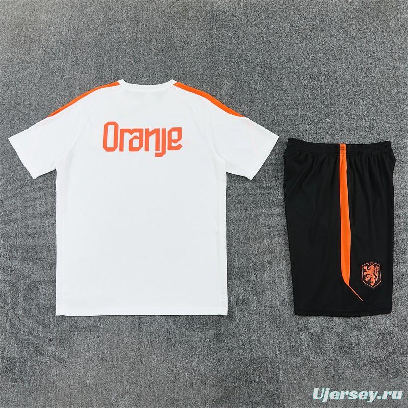 26/27  Netherlands Home White Short Sleeve + Soccer Shorts