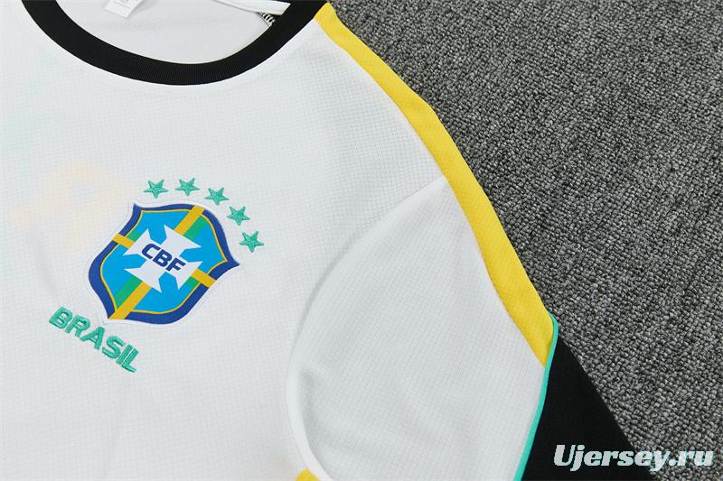 26/27 Brazil Away White Short Sleeve + Soccer Shorts