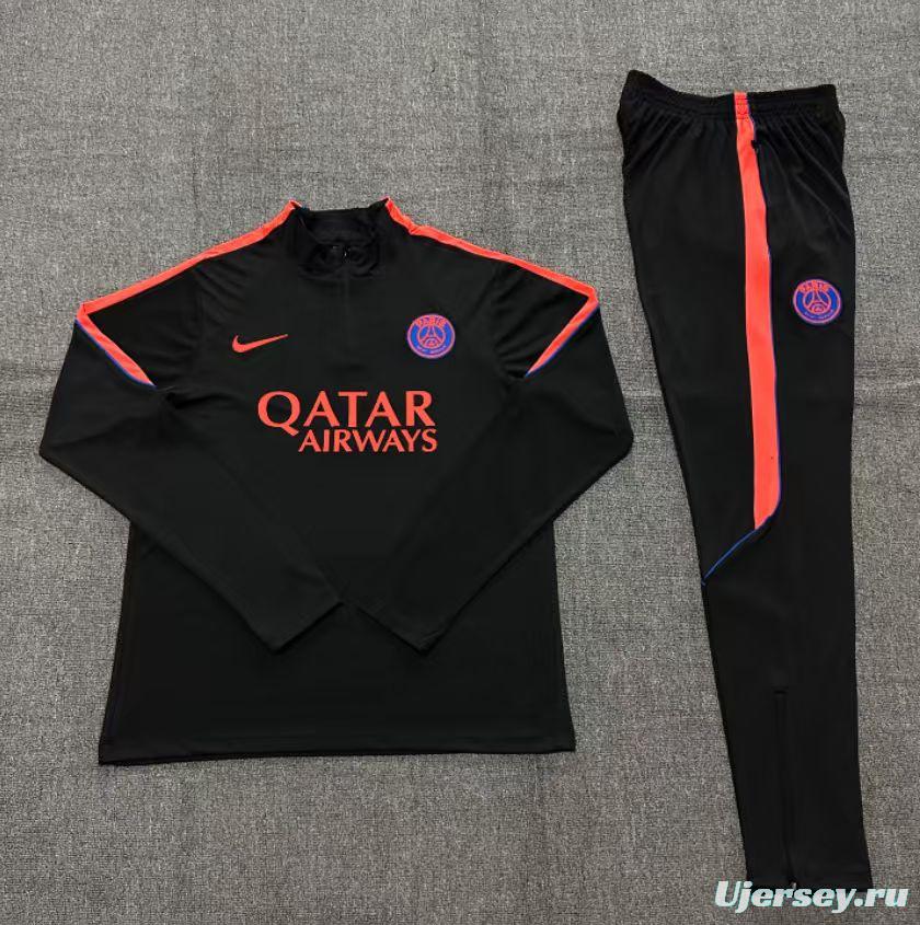 Player Version 26/27 Kids Paris Black Half Zipper Jacket+Long Pants