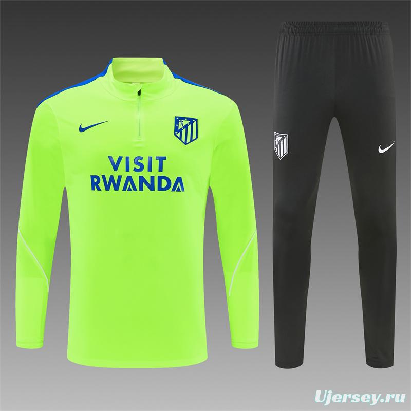 26/27 Atlético Madrid Third Fluorescent Green Half Zipper Jacket Tracksuit + Long Pants