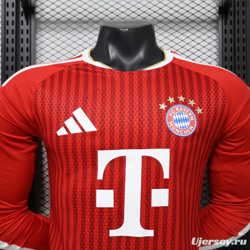 Player Version 26/27 FC Bayern Munich Red-on-Red Diagonal Stripe  Long Sleeve Jersey