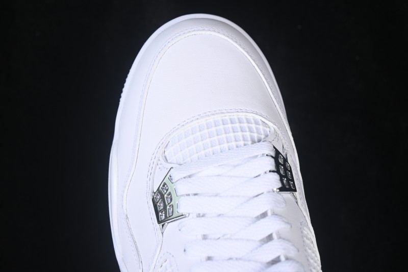 Nike Air Jordan 4 Retro PureMoney White Cat Leather Sneakers - 308497-100