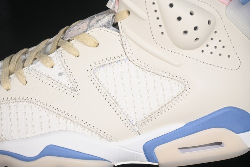 Nike Air Jordan 6 Retro 'Sashiko' Basketball Shoes with Blue Accents and Stitch Detailing - IR7255-110