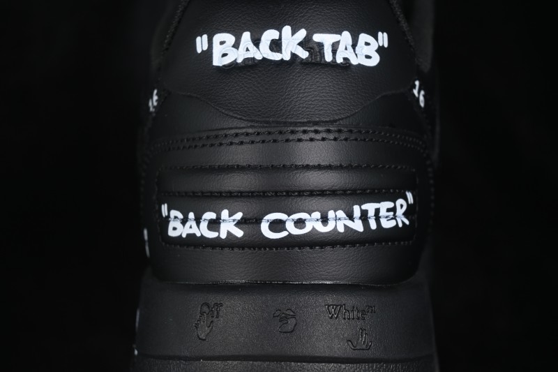 Off-White Out of Office Low-Top Skate Shoes in Black and White with Lettering - AJD4