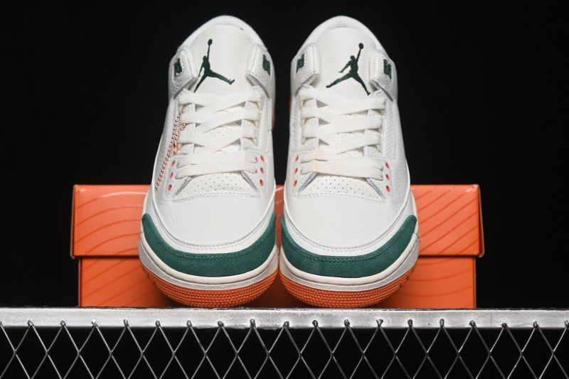 Nike Air Jordan 3 Retro "Miami" Solefly Collaboration White Green Orange Sneakers - IF4491-100