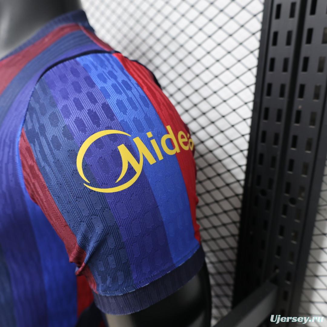Player Version 26/27 FC Barcelona Deep Blue & Red Stripe  Home Jersey