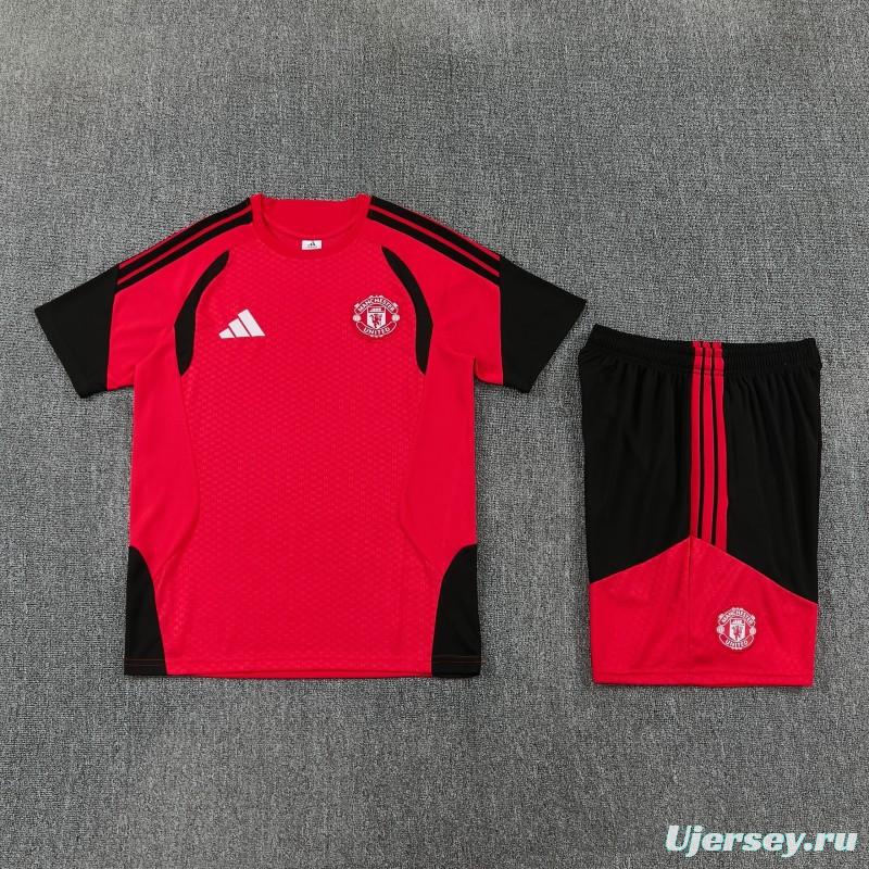 26/27 Manchester United Red & Black Short Sleeve+ Soccer Shorts