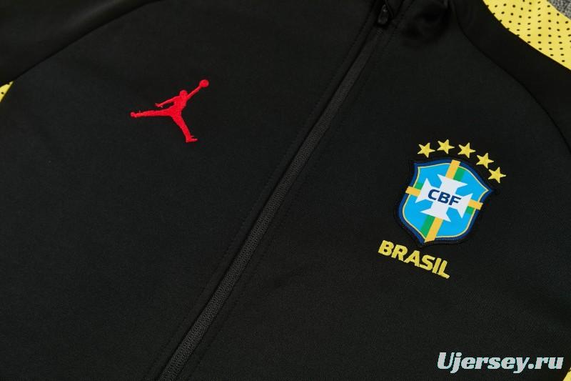 26/27 Brazil Black Full Zipper Jacket Tracksuit + Long Pants