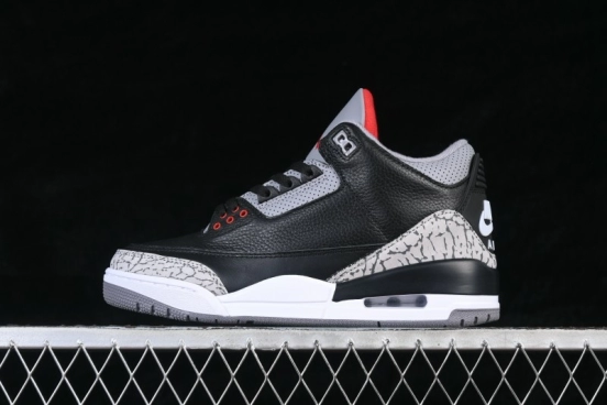 Nike Air Jordan 3 Retro 'Black Cement' Basketball Shoes with Premium Leather Upper - DN3707-010