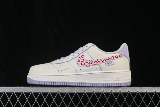 Nike Air Force 1 '07 Low Women's Casual Skateboarding Shoes with Hand-Painted Leopard Swoosh - FB1893-312