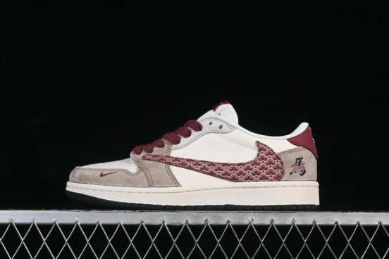 Jordan x Fragment Design Travis Scott Air Jordan 1 Low OG SP Retro Basketball Shoes with Premium Suede and Embroidered Details - JP2026-159