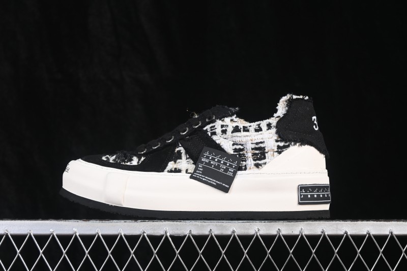xVESSEL Deconstructed Chunky Sole Low-Top Casual Sneakers with Tweed Texture and 4CM Platform - S19X001B