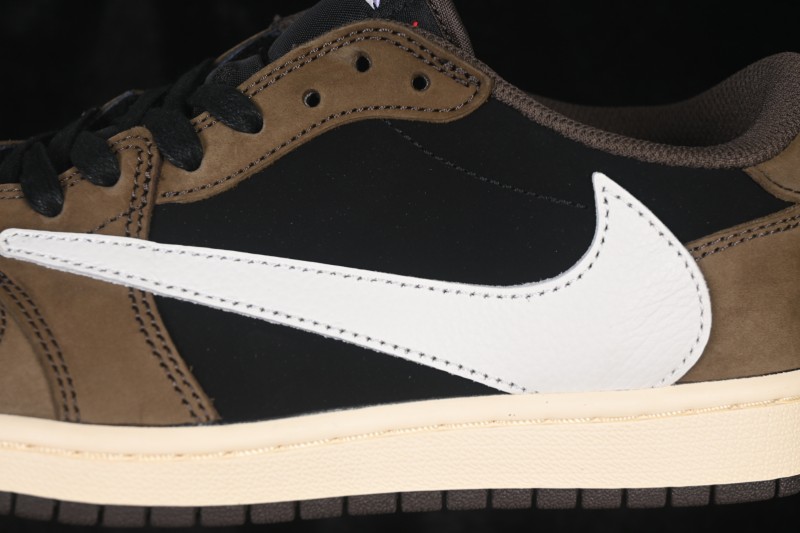 Nike Air Jordan 1 Low OG Travis Scott Reverse Swoosh Leather Sneakers - CQ4277-001