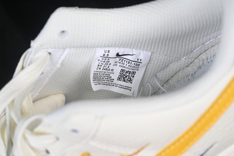 Nike Air Force 1 '07 Low Classic White Basketball Sneakers with Gold Accents and Full-Length Air Cushion - FZ1151-100