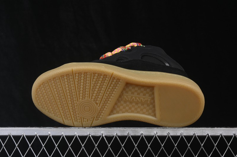 Lanvin Two-Tone Lace-Up Low-Top Casual Lifestyle Sneakers with Gum Sole - AJE5