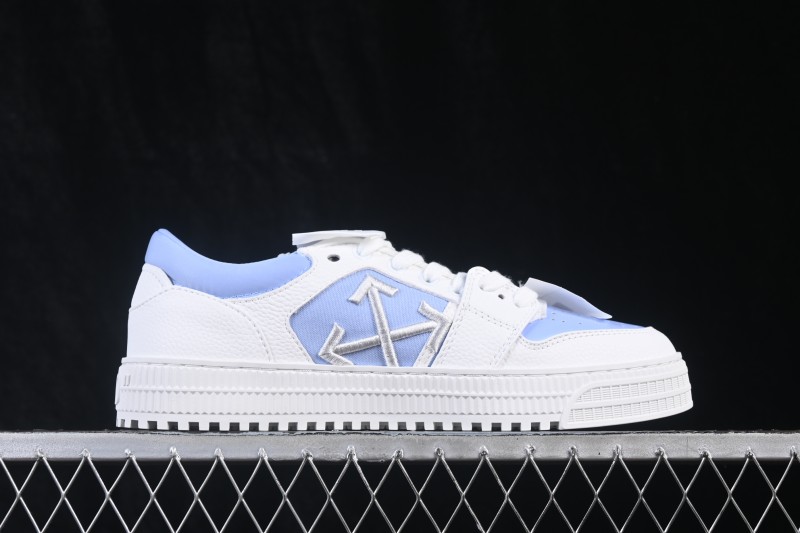 Off-White 3.0 Court Round-Toe Lace-Up Low-Top Casual Skate Shoes White Blue - AJD4