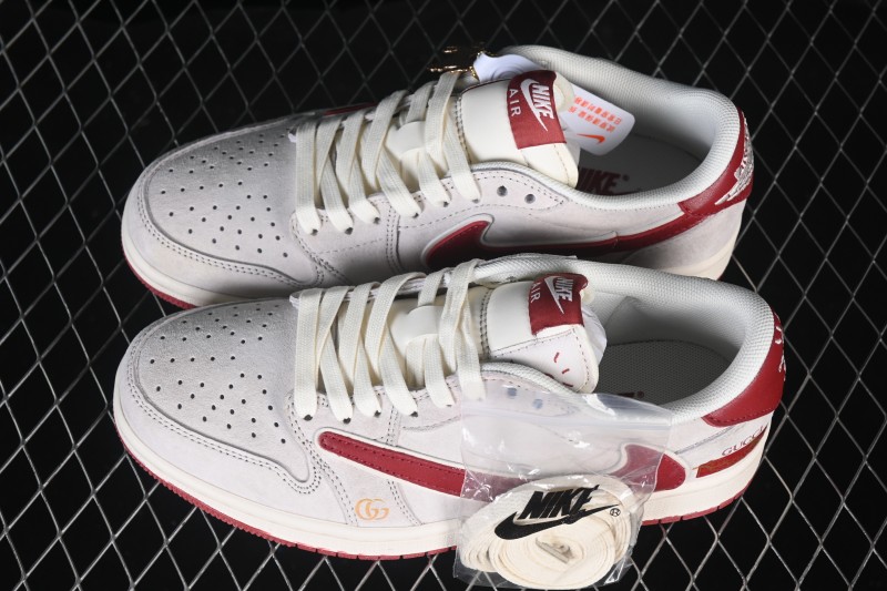 Nike Air Jordan 1 Low AJ1 Horse Year Edition Wine Red Grey Premium Custom Low-Top Retro Basketball Shoes - XZ6668-056
