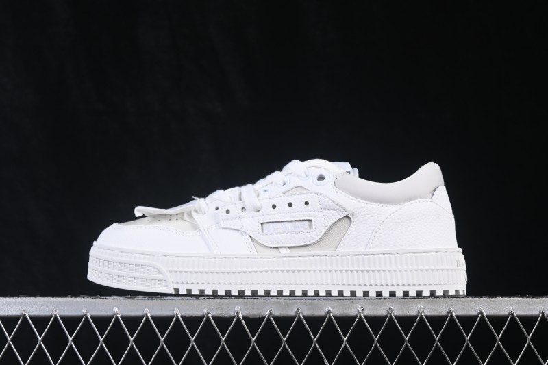 Off-White 3.0 Court Round-Toe Lace-Up Low-Top Casual Skate Shoes White Orange - AJD4