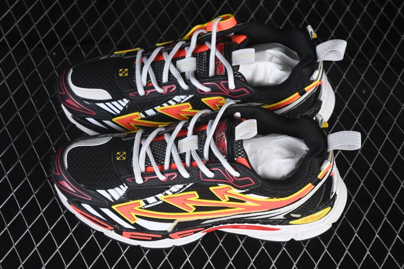 Off-White c/o Virgil Abloh Retro Running Shoes Black Silver Red - AJF6