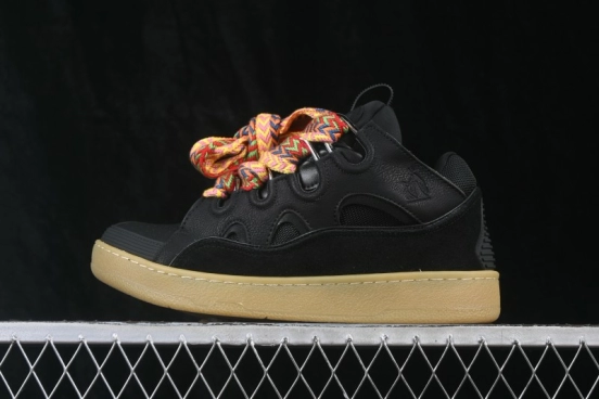 Lanvin Two-Tone Lace-Up Low-Top Casual Lifestyle Sneakers with Gum Sole - AJE5