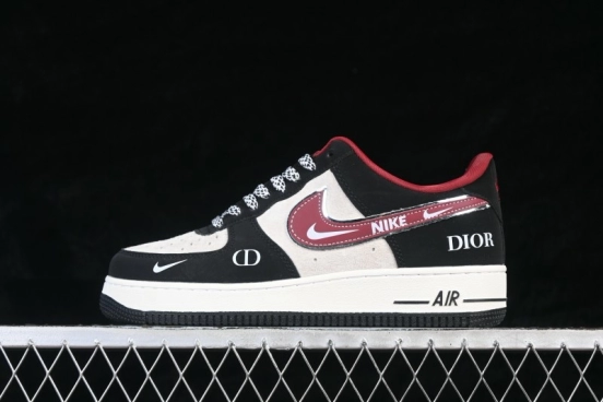 Nike Air Force 1 '07 Low Black and Red Two-Tone Casual Sneakers with Full-Length Air Cushion - SY1388-029