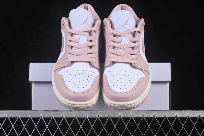 Nike Air Jordan 1 Low Retro Basketball Shoes in White and Pink for Casual Wear - DC0774-162