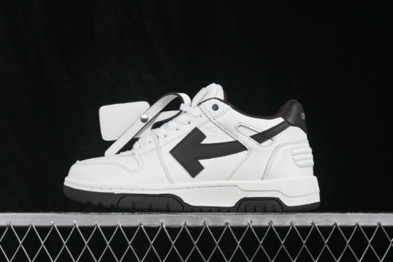 Off-White Out of Office Low-Top Fashion Skate Shoes in White and Brown - WME5