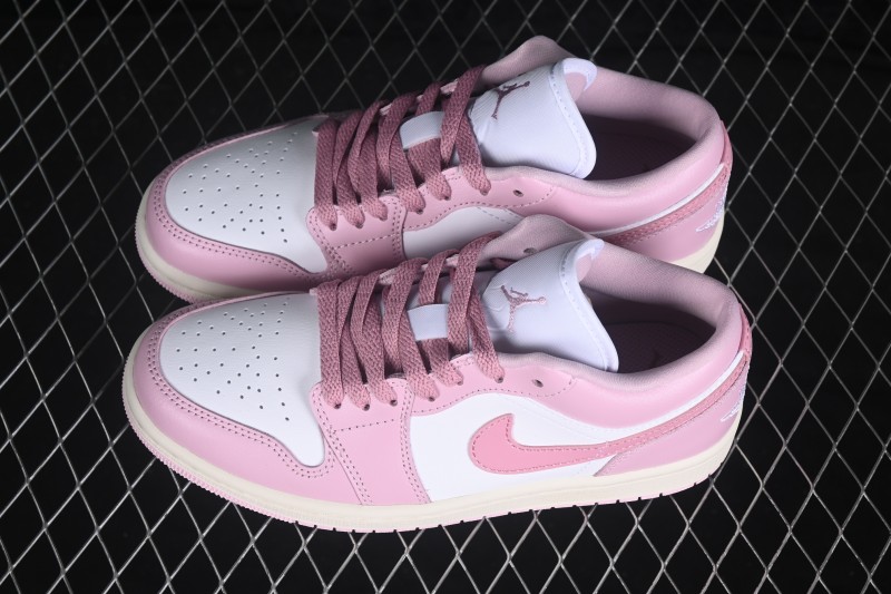 Nike Air Jordan 1 Low Retro Basketball Shoes with Classic White-Pink Colorway - DC0774-607