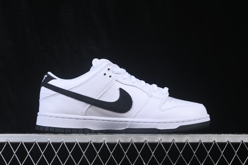 Nike SB Dunk Low Classic White Black Full Leather Low-Top Casual Skate Shoes - HF3704-100