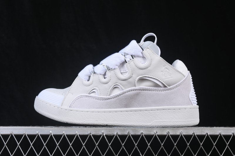 Lanvin Two-Tone Lace-Up Low-Top Casual Sneakers Grey White - AJE5