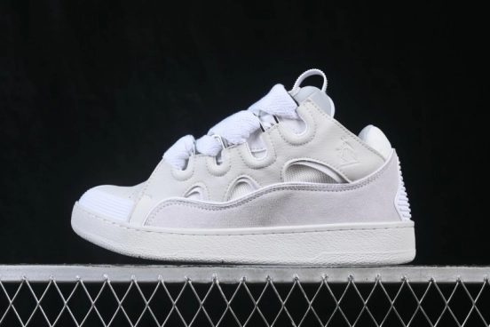 Lanvin Two-Tone Lace-Up Low-Top Casual Sneakers Grey White - AJE5