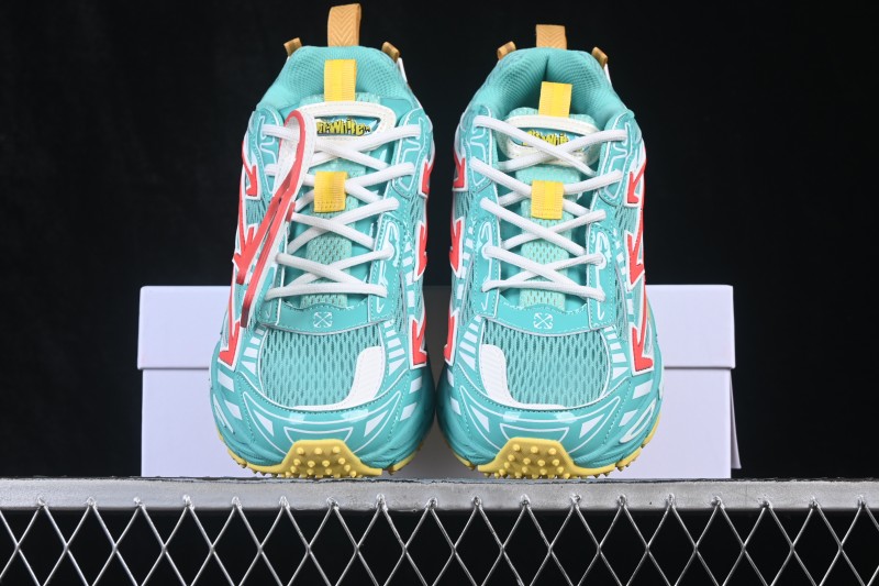 Off-White C/O Virgil Abloh Retro Running Shoes Emerald Green - AJF6