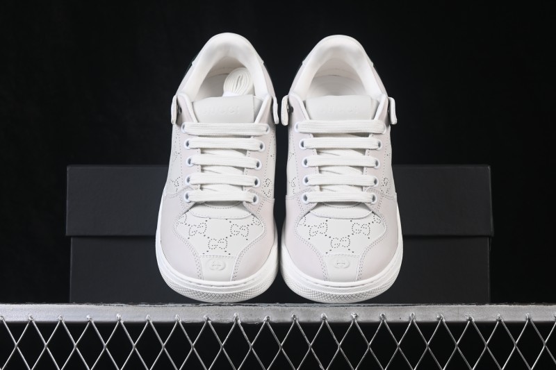 Gucci Primavera Screener Sneakers with Perforated GG Leather and Web Detail - FAGIV9078