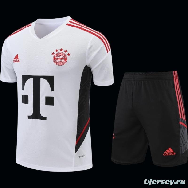 23-24 Bayern Munich White Black Short Sleeve+Shorts